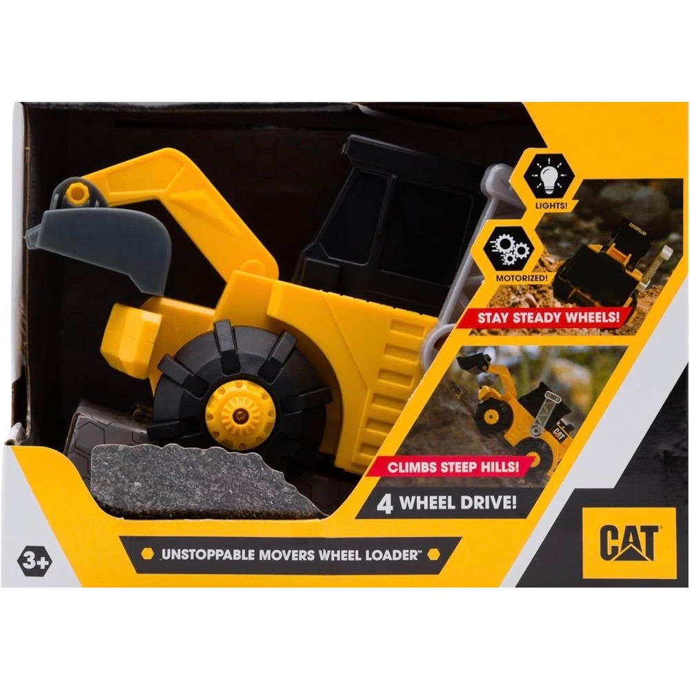 CAT Caterpillar Unstoppable Movers Wheel Loader Motorized Toy Truck Lights 4WD
